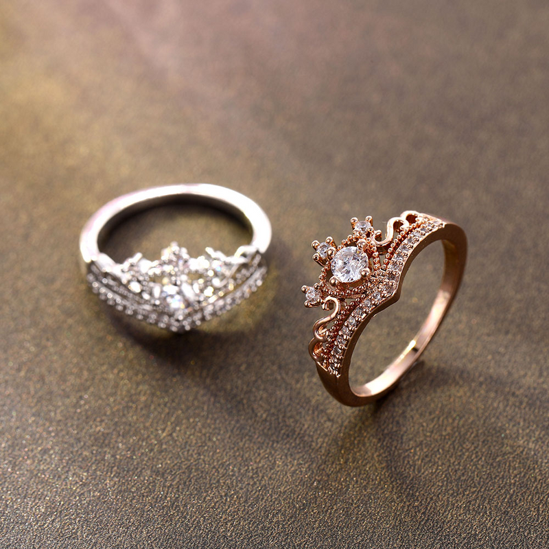 Fashion Crown Ring 14k Plated Inlaid Zircons Gift Princess - Temu United  Arab Emirates